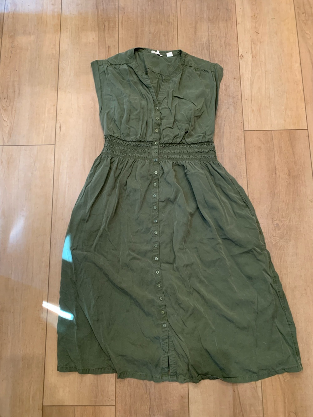 Levi's Olive Green Button-Front Midi Dress
